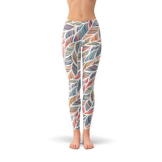 Colorful Feather Fern Leggings