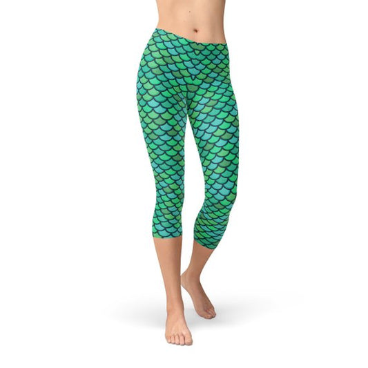 Green Mermaid Capri Leggings