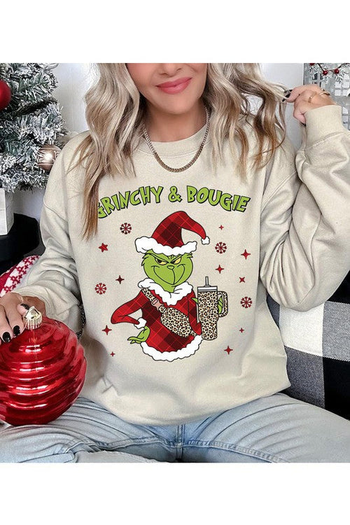 Grinchy & Bougie Fleece Sweatshirt