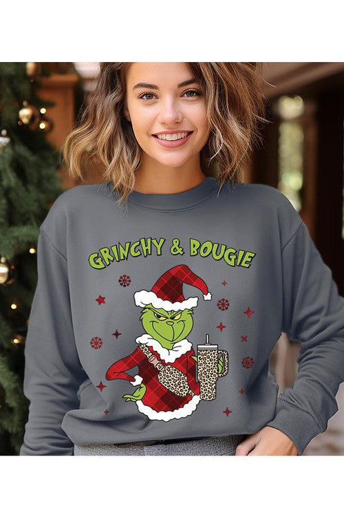 Grinchy & Bougie Fleece Sweatshirt