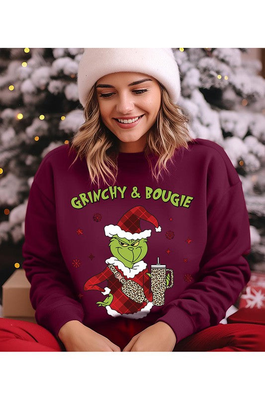 Grinchy & Bougie Fleece Sweatshirt