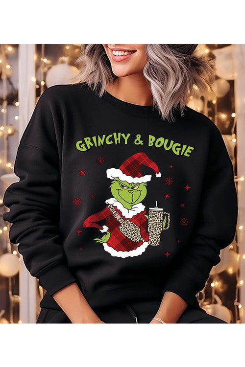 Grinchy & Bougie Fleece Sweatshirt