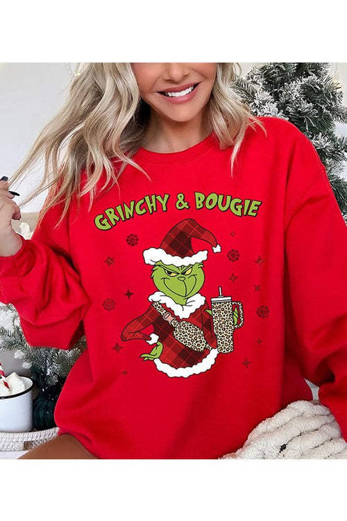 Grinchy & Bougie Fleece Sweatshirt