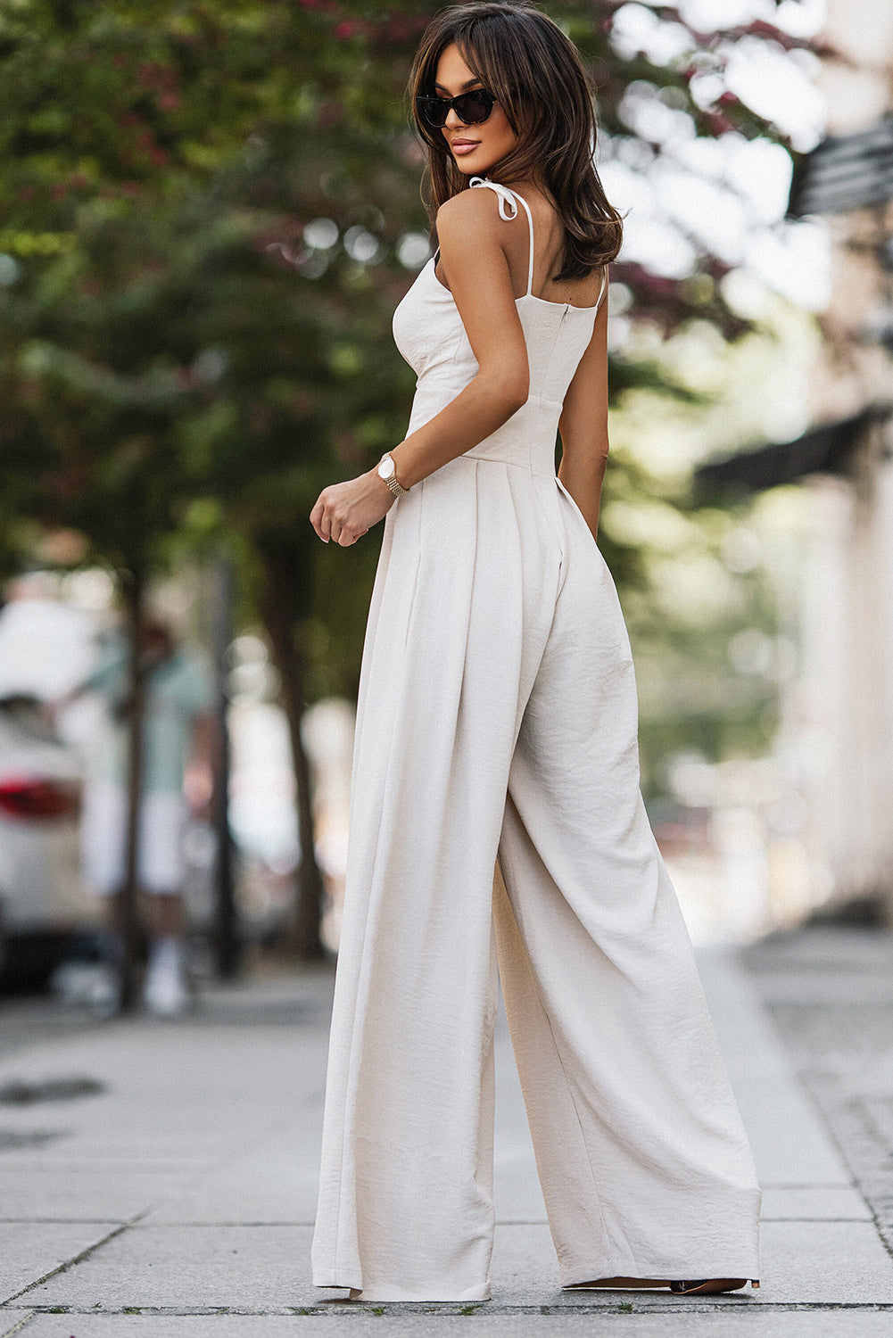 Pleated High Waist Wide Leg Jumpsuit