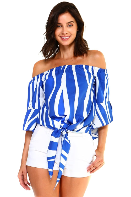 Striped Bandage Blouse