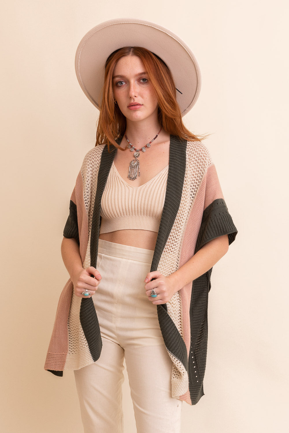 Multi-colored Striped Knit Poncho