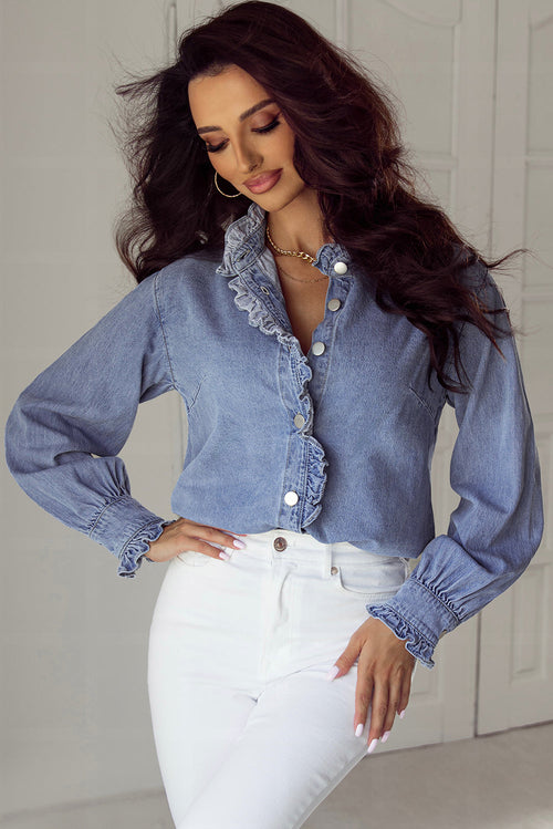 Beau Blue Ruffled Denim Shirt