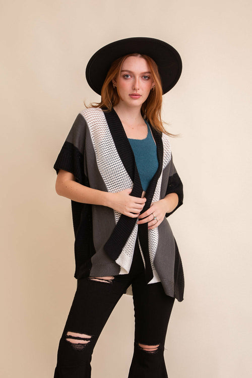 Multi-colored Striped Knit Poncho